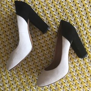Madewell 1937 suede color block Frankie heels